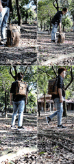 Cool Waxed Canvas Mens Waterproof Green Travel Backpack 15'' Gray Computer Backpack Hiking Backpack for Men - imessengerbags