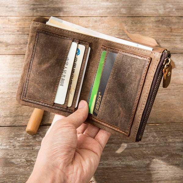 Cool Canvas Mens Small Wallet Bifold Vintage billfold Wallets for Men - imessengerbags