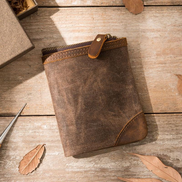 Cool Canvas Mens Small Wallets Bifold Vintage billfold Wallet for Men - imessengerbags