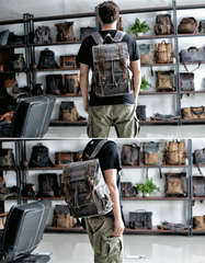 Cool Canvas Mens Vintage Large Black Backpack Computer Khaki Backpack Travel Backpack Hiking Backpackfor Men - imessengerbags