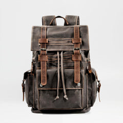 Cool Canvas Mens Vintage Large Black Backpack Computer Khaki Backpack Travel Backpack Hiking Backpackfor Men - imessengerbags
