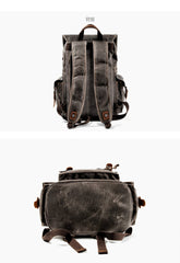 Cool Canvas Mens Vintage Large Black Backpack Computer Khaki Backpack Travel Backpack Hiking Backpackfor Men - imessengerbags