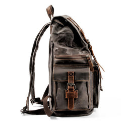 Cool Canvas Mens Vintage Large Black Backpack Computer Khaki Backpack Travel Backpack Hiking Backpackfor Men - imessengerbags