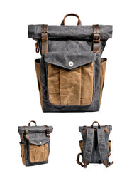 Cool Canvas Retro Mens Large Waterproof Travel Bag Computer Bag Student Backpack for Men - imessengerbags