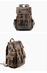 Cool Canvas Mens Vintage Large Black Backpack Computer Khaki Backpack Travel Backpack Hiking Backpackfor Men - imessengerbags