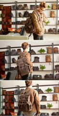 Cool Canvas Mens Vintage Large Black Backpack Computer Khaki Backpack Travel Backpack Hiking Backpackfor Men - imessengerbags
