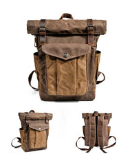 Cool Canvas Retro Mens Large Waterproof Travel Bag Computer Bag Student Backpack for Men - imessengerbags