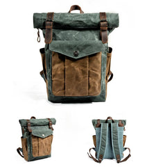 Cool Canvas Retro Mens Large Waterproof Travel Bag Computer Bag Student Backpack for Men - imessengerbags
