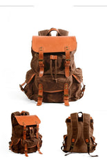 Black Waxed Canvas Mens Waterproof Large Hiking Bag Travel Bag 15.6‘’ Computer Bag for Men - imessengerbags