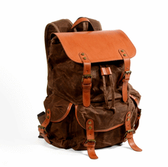 Black Waxed Canvas Mens Waterproof Large Hiking Bag Travel Bag 15.6‘’ Computer Bag for Men - imessengerbags