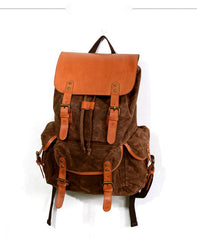 Black Waxed Canvas Mens Waterproof Large Hiking Bag Travel Bag 15.6‘’ Computer Bag for Men - imessengerbags