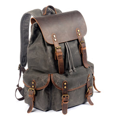 Cool Waxed Canvas Mens Waterproof 15'' Travel Backpack Hiking Backpack for Men - imessengerbags