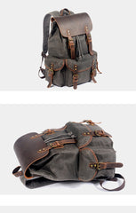 Cool Waxed Canvas Mens Waterproof 15'' Travel Backpack Hiking Backpack for Men - imessengerbags