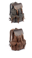 Cool Waxed Canvas Mens Waterproof 15'' Travel Backpack Hiking Backpack for Men - imessengerbags