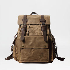 Cool Waxed Canvas Retro Mens Black Large 15‘’ Travel Backpack Computer Backpack Hiking Backpack for Men - imessengerbags