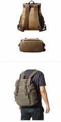 Cool Waxed Canvas Retro Mens Black Large 15‘’ Travel Backpack Computer Backpack Hiking Backpack for Men - imessengerbags