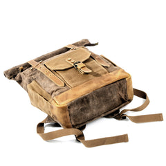 Cool Canvas Leather Mens Large Waterproof Travel Backpack Green Computer Hiking Backpack for Men - imessengerbags