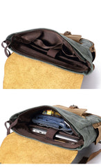 Cool Waxed Canvas Mens Womens Waterproof Large Travel Backpack 15'' Computer Hiking Backpack for Men - imessengerbags