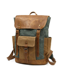 Cool Waxed Canvas Mens Womens Waterproof Large Travel Backpack 15'' Computer Hiking Backpack for Men - imessengerbags
