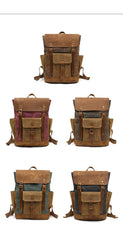 Cool Waxed Canvas Mens Womens Waterproof Large Travel Backpack 15'' Computer Hiking Backpack for Men - imessengerbags