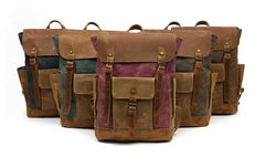 Cool Waxed Canvas Mens Womens Waterproof Large Travel Backpack 15'' Computer Hiking Backpack for Men - imessengerbags