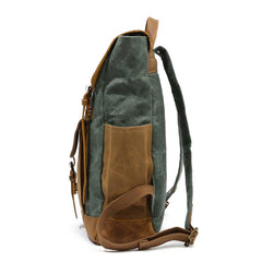 Cool Waxed Canvas Mens Womens Waterproof Large Travel Backpack 15'' Computer Hiking Backpack for Men - imessengerbags