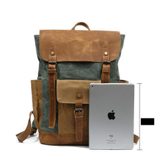Cool Waxed Canvas Mens Womens Waterproof Large Travel Backpack 15'' Computer Hiking Backpack for Men - imessengerbags