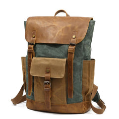 Cool Waxed Canvas Mens Womens Waterproof Large Travel Backpack 15'' Computer Hiking Backpack for Men - imessengerbags