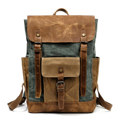 Cool Waxed Canvas Mens Womens Waterproof Large Travel Backpack 15'' Computer Hiking Backpack for Men - imessengerbags