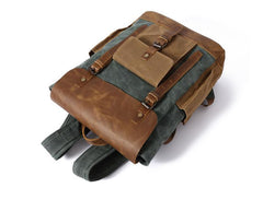 Cool Waxed Canvas Mens Womens Waterproof Large Travel Backpack 15'' Computer Hiking Backpack for Men - imessengerbags