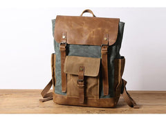 Cool Waxed Canvas Mens Womens Waterproof Large Travel Backpack 15'' Computer Hiking Backpack for Men - imessengerbags