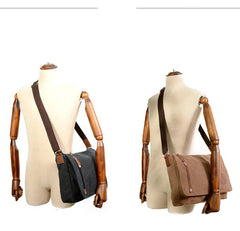 Cool Casual Canvas Womens Mens Side Bag 14'' Shoulder Bag Khaki Messenger Bag For Men - imessengerbags