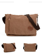 Cool Casual Canvas Womens Mens Side Bag 14'' Shoulder Bag Khaki Messenger Bag For Men - imessengerbags