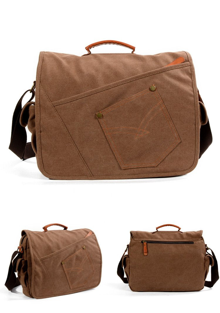 Cool Casual Canvas Mens 15.6'' Side Bag Shoulder Bag Large Messenger Bag For Men - imessengerbags