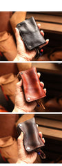 Cool Black Leather Mens billfold Key Wallet Bifold Brown Small Key Wallet Key Holder For Men - imessengerbags