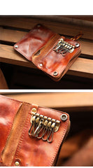 Cool Black Leather Mens billfold Key Wallet Bifold Brown Small Key Wallet Key Holder For Men - imessengerbags