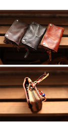 Cool Black Leather Mens billfold Key Wallet Bifold Brown Small Key Wallet Key Holder For Men - imessengerbags