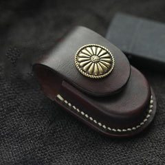 Cool Handmade Leather Mens Zippo Lighter Cases With Belt Loop Chocolate Lighter Holders For Men - imessengerbags