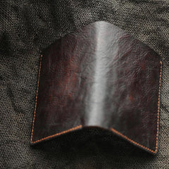 Handmade Dark Coffee Leather Mens Vertical Small Wallet Cool billfold Wallet Bifold Slim Wallet For Men - imessengerbags
