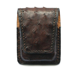 Cool Coffee Leather Mens Zippo Lighter Cases With Belt Loop Handmade Lighter Holders For Men