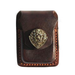 Cool Leather Mens Zippo Lighter Cases With Belt Loop Standard Coffee Zippo Lighter Holders For Men - imessengerbags