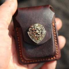 Cool Leather Mens Zippo Lighter Cases With Belt Loop Standard Coffee Zippo Lighter Holders For Men - imessengerbags