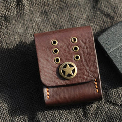 Cool Coffee Handmade Leather Mens Zippo Lighter Cases Standard Zippo Belt Loop Lighter Holders For Men - imessengerbags