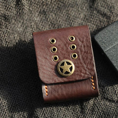 Cool Coffee Handmade Leather Mens Zippo Lighter Cases Standard Zippo Belt Loop Lighter Holders For Men