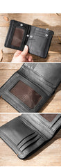Cool Brown Leather Mens Small Wallets Bifold Black Vintage Slim billfold Wallet for Men