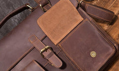 Cool Coffee Leather Mens Briefcase 14inch Laptop Bag Work Handbag Business Bag for Men