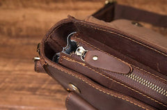 Cool Coffee Leather Mens Briefcase 14inch Laptop Bag Work Handbag Business Bag for Men