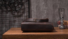 Cool Coffee Leather Mens Briefcase 15inch Laptop Bag Work Handbag Business Bag for Men - imessengerbags