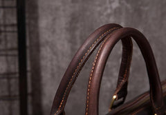 Cool Coffee Leather Mens Briefcase 15inch Laptop Bag Work Handbag Business Bag for Men - imessengerbags