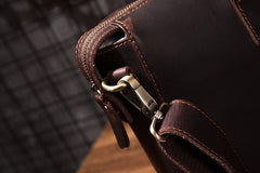 Cool Coffee Leather Mens Briefcase 15inch Laptop Bag Work Handbag Business Bag for Men - imessengerbags
